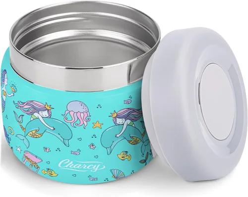 Miniatura 8 de Charcy Tarro de comida aislado de acero inoxidable para niños, termo de sopa de boca ancha a prueba de fugas, juego de recipientes para 8 horas
