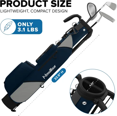 Miniatura 5 de Bolsa de golf ultraligera Premium Par 3 con doble correa, 6 bolsillos con cremallera para campos ejecutivos y par 3