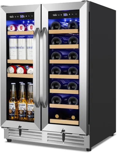 Miniatura 22 de 35.42" W Commercial Under Counter Beverage Refrigerator, 2 Glass Door Back Bar Cooler, Built-in/Freestanding 7.4Cuft Drink Fridge with LED Light