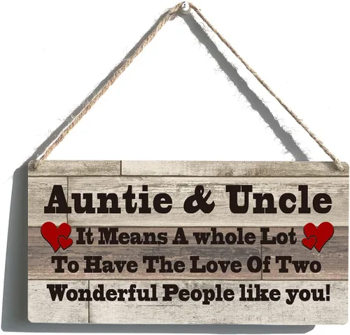 Cartel familiar de regalo de casa de campo Auntie & Uncle it Means a Whole Lot To Have The Love Placa colgante de madera retro para decoración del