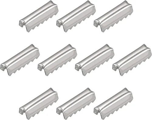 uxcell Tapas de extremo plegables, 100 unidades de 0.394 pulgadas x 0.096 pulgadas (0.394 in x 0.110 in) para decoración de cuero, accesorios de