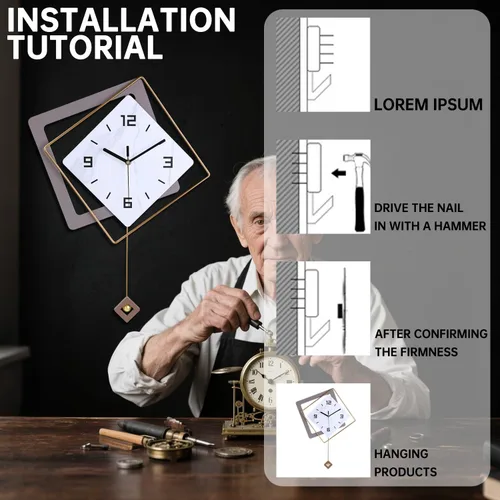 Miniatura 7 de Reloj de pared con péndulo, cuarzo de calidad silenciosa operado por batería, modernos relojes de pared grandes para sala de estar, cocina, hogar
