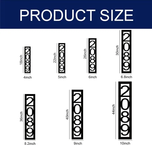 Miniatura 5 de Letrero vertical moderno con número de casa, acero, negro, horizontal, estilo moderno para nuevos propietarios de viviendas