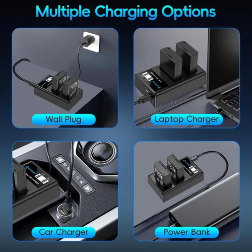 Miniatura 6 de Artman LP-E10 - Paquete de 2 baterías de 1600 mAh y cargador USB-C dual LCD actualizado para Canon LP E10, EOS Rebel T3 T5 T6 T7 T100, Kiss X50 X70