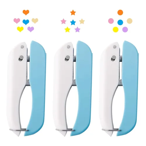 UCEC Paquete de 3 perforadoras de papel para manualidades, perforadora de un solo agujero de 1/4 pulgadas para manualidades, perforadora pequeña de