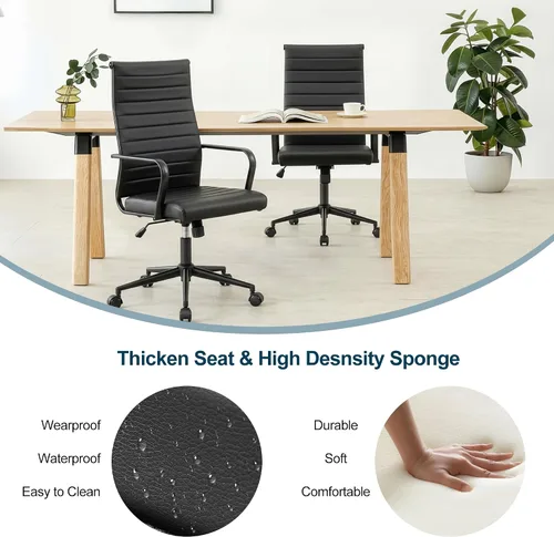 Miniatura 4 de Okeysen Silla de escritorio de oficina, sillas de sala de conferencias, silla giratoria ejecutiva ergonómica moderna, altura ajustable, de piel