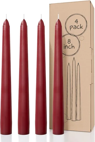 Miniatura 87 de CANDWAX Paquete de 4 velas cónicas blancas, sin goteo, de combustión lenta, sin perfume, de 12 pulgadas, ideales para mesa de comedor, candelabros