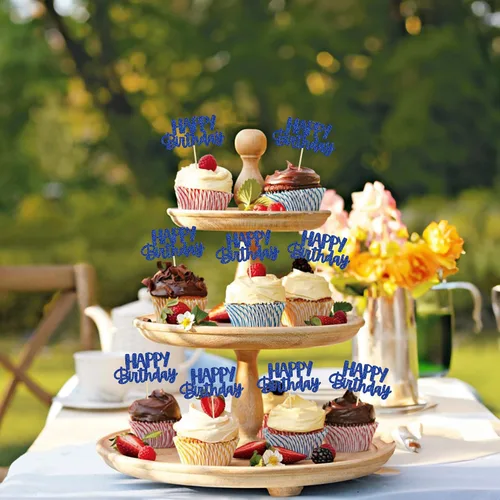 Miniatura 7 de Gyufise 24 piezas Adornos para pastel de cumpleaños con púas brillantes para magdalenas, para celebrar la decoración de pastel de fiesta temática