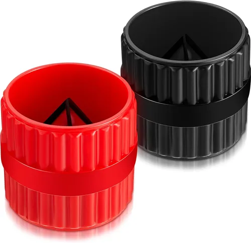 2 piezas de tubos de escariador interior y exterior, herramienta de chaflán de tubería de desbarbado para tubos de PVC PPR cobre latón aluminio Negro