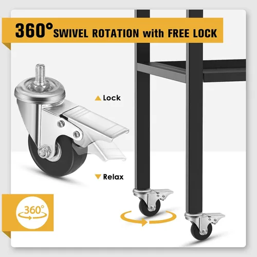 Miniatura 2 de Ruedas giratorias universales y estante lateral para plancha Blackstone de 28 pulgadas, piezas de plancha para accesorios Blackstone con freno