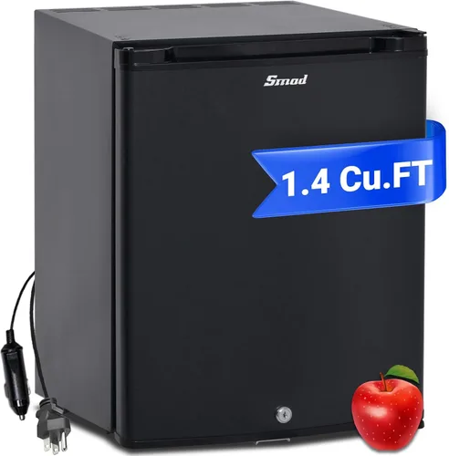 Smad - Refrigerador compacto de 1.4 pies cúbicos, mini refrigerador con cerradura, refrigerador de 12V para vehículos recreativos, refrigerador de 2