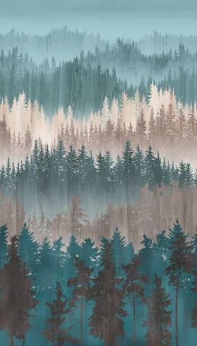 CONCORD WALLCOVERINGS ™ Mural de pared abstracto para dormitorio, silueta de árbol, crema azul y gris, 63 pulgadas de ancho x 110 pulgadas de alto,