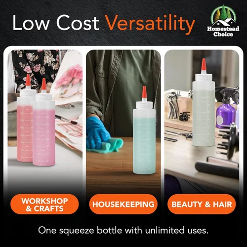 Miniatura 6 de Homestead Choice Paquete de 2 botellas de plástico exprimibles para salsas, botellas exprimibles de condimentos de 16 onzas para líquidos, botella