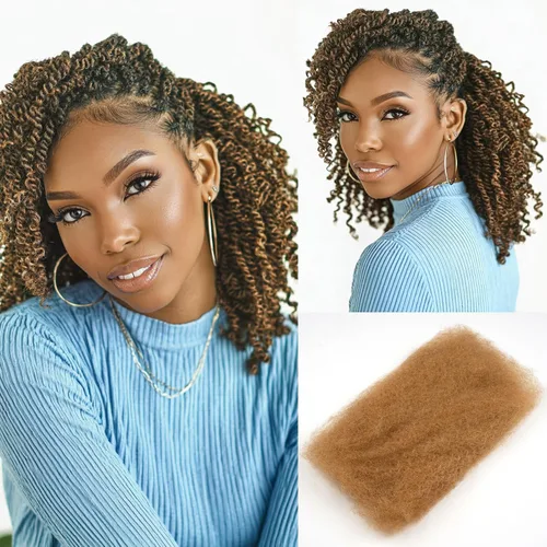 Miniatura 13 de Extensiones de cabello 100% humano afro a granel 100% humano, 3 paquetes de 5.29 oz de cabello rizado afro apretado a granel para hacer/reparar