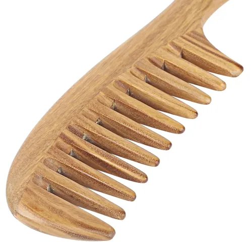 Miniatura 4 de Onedor Peines de pelo de sándalo verde 100% natural, hechos a mano, con aroma a sándalo antiestático, peine de madera natural desenredante
