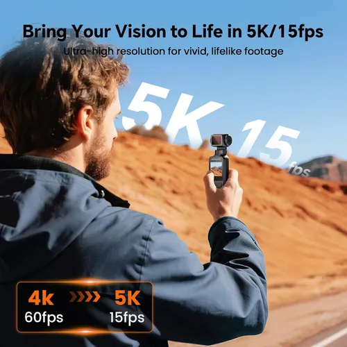 Miniatura 2 de Cámara corporal 5K con audio, lente giratoria de 270°, micrófono externo y estabilización EIS - Cámara de vlogging Z14 4K/60FPS para grabación