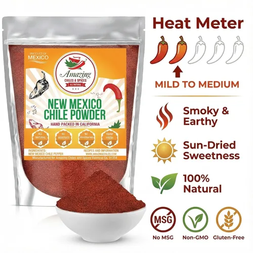 Miniatura 6 de Chili en polvo de Nuevo México (4 onzas), natural y de alta calidad. Ideal para guisos, sopas, masajes de carne, salsa, enchiladas y más. Calor
