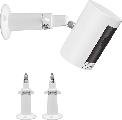 (Metal 2 unidades) Soporte de pared de seguridad ajustable de 360 grados para Ring Stick Up Cam/Ring Outdoor Cam Plus/Wyze Cam/Eufy Cam/Arlo Blanco