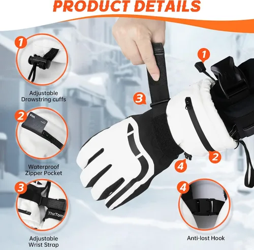 Miniatura 5 de ThxToms Guantes de esquí para hombres y mujeres, guantes de invierno impermeables 3M Thinsulate guantes cálidos unisex para pantalla táctil, guantes