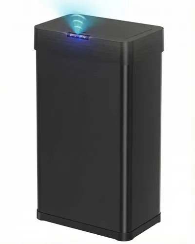 TLSUNNY Cubo de basura automático sin contacto con sensor de movimiento de 13.2 galones, contenedor inteligente de acero inoxidable cepillado, con