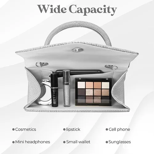 Miniatura 4 de Bolso de noche brillante para mujer, bolso de mano pequeño y brillante para mujer, para boda, fiesta, bolso de hombro para mujer