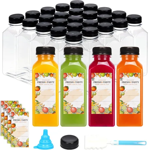Miniatura 20 de TOMNK 12pcs 2oz Plastic Shot Juice Bottles with Caps, Reusable Clear Bulk Beverage Containers for Ginger Shot, Juice, Milk and Other Beverages