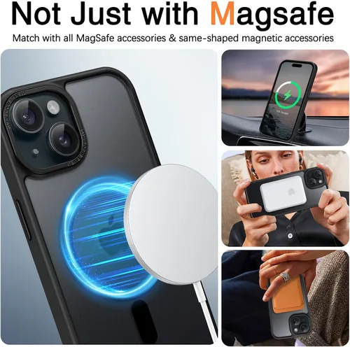 Miniatura 6 de BENTOBEN Compatible con iPhone 15 Plus, Funda de teléfono magnética translúcida mate delgada a prueba de golpes [Compatible con MagSafe] Funda