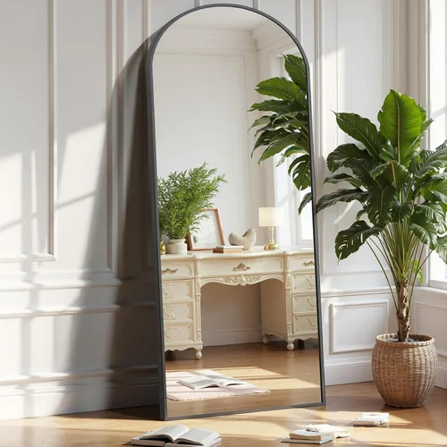 Miniatura 18 de OLIXIS Espejo arqueado de longitud completa para dormitorio, espejo de cuerpo completo de 56 x 15 pulgadas con soporte, para colgar o inclinarse