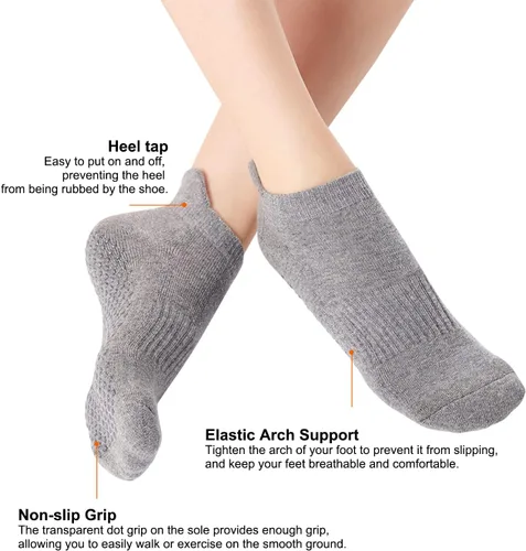 Miniatura 5 de UTTPLL Calcetines antideslizantes para mujeres y hombres, calcetines de yoga atléticos acolchados para pilates, calcetines de hospital con agarres