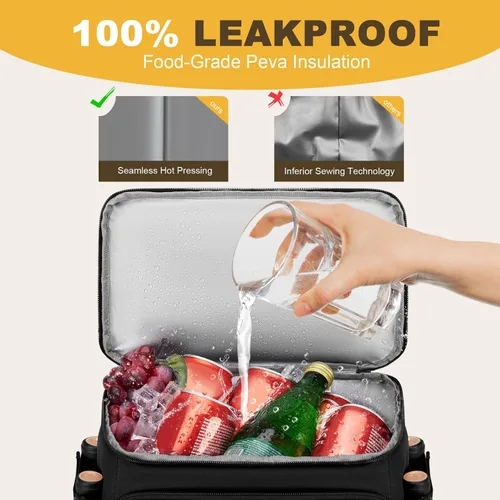 Miniatura 5 de MIYCOO Mochila enfriadora – 40 latas con aislamiento para hombres y mujeres, portátil con 2 compartimentos a prueba de fugas, bolsa enfriadora
