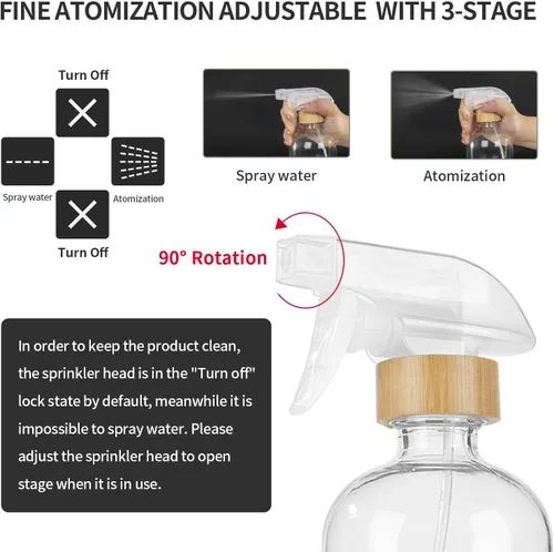 Miniatura 3 de HOMBYS Botellas vacías de vidrio de bambú con protección de funda de silicona, recipientes de vidrio transparente recargables de 17 onzas