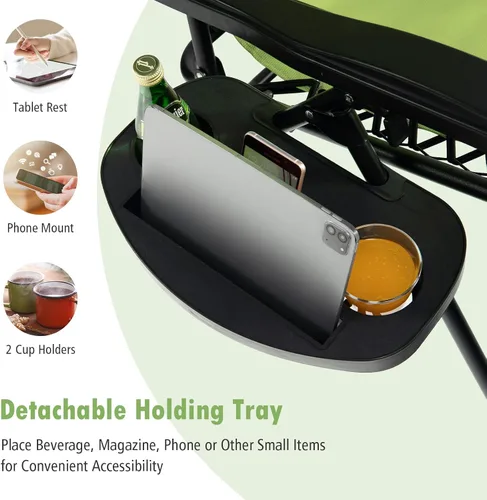 Miniatura 5 de Tangkula Zero Gravity - Silla plegable para patio, reclinable, ajustable, con soporte para tazas, reposabrazos anchos para patio, jardín, piscina