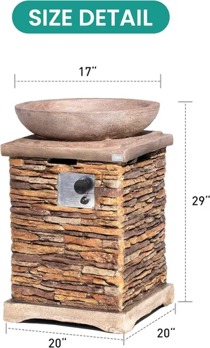 Miniatura 6 de SUNBURY Hoguera de Propano al Aire Libre, Hoguera de Gas para Patio Exterior, Mesa de Fuego al Aire Libre de Piedra, Columna de Fuego 40,000 BTU