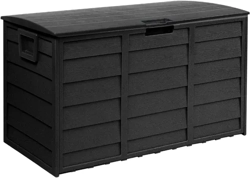 Miniatura 8 de SUNCROWN Caja de almacenamiento para cubierta de 75 galones, contenedor de almacenamiento al aire libre de resina con asas para patio, jardín, Negro