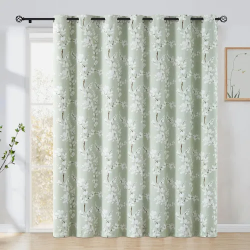 Miniatura 34 de FMFUNCTEX - Cortinas 100% blackout, 63 pulgadas de largo, estampado floral, aislamiento térmico, bolsillo para cortinero, 2 paneles, estilo granja