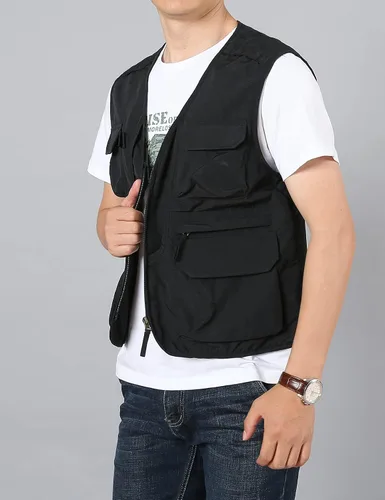 Miniatura 5 de Flygo Chaleco de carga para hombre, para pesca al aire libre, safari, viajes, trabajo, chaleco de fotos con bolsillos