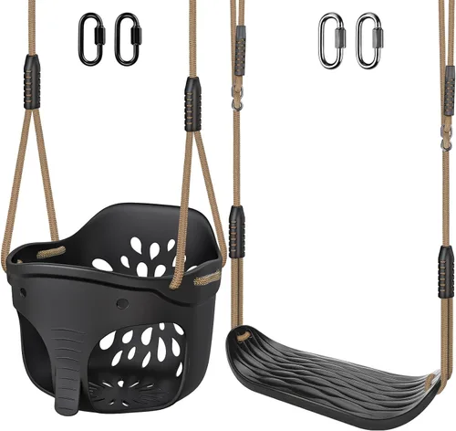 Miniatura 11 de SELEWARE Asiento de columpio resistente para adultos y niños, columpio de árbol con cuerdas a prueba de clima, accesorios para patio trasero