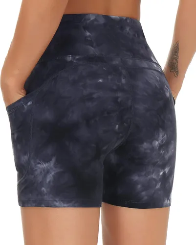 Miniatura 3 de THE GYM PEOPLE - Pantalones cortos de yoga para mujer, con cintura alta, control de abdomen y bolsillos profundos, para gimnasia, entrenamiento