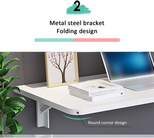 Miniatura 5 de Mesa de comedor plegable para pared de apartamento, mesa de comedor, banco de trabajo para colgar en la pared, escritorio flotante multifunción
