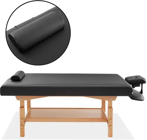 Miniatura 2 de Saloniture Mesa de masaje estacionaria profesional, incluye estante, reposacabezas, soporte facial y refuerzo, color negro