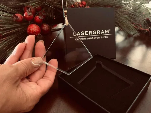 Miniatura 2 de LaserGram Adorno de Navidad de vidrio personalizado, Santa Muerte, idea de regalo personalizada grabada con láser (forma de diamante)
