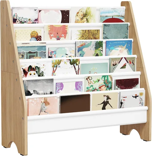 Miniatura 10 de CHOEZON Estantería infantil de 6 niveles, estante para libros para habitación de niños, librero tipo eslinga, estante de almacenamiento de revistas