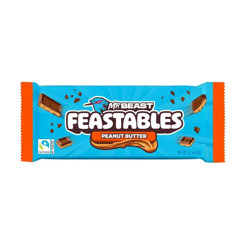 Miniatura 3 de MrBeast Feastables - Barra de chocolate con caramelo, tamaño King, 10 unidades, caramelo de chocolate suave relleno de caramelo, cacao de comercio