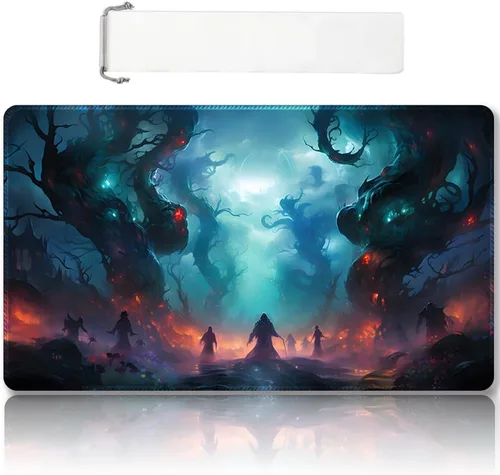 Miniatura 6 de Tapete de juego MTG cosido de alta calidad con zonas y parte trasera de goma antideslizante, tapete de juego TCG para MTG y otros juegos de cartas