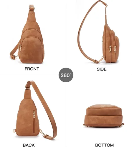 Miniatura 7 de Telena Riñonera pequeña para mujer, de cuero, cangureras, bolsa de pecho para mujer
