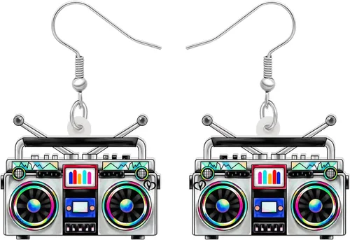 Aretes de radio acrílicos vintage de los años 80 y 90, joyería retro para mujer, accesorios nostálgicos, regalos
