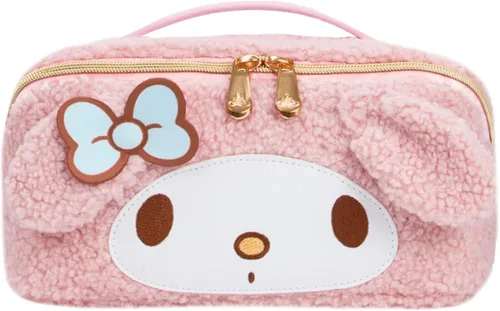 Miniatura 7 de Bolsa Organizadora de Maquillaje de Viaje Impressions Vanity Kuromi, Bolsa de Cosméticos con Cremallera que se Abre Plana con Textura de Tela Sherpa