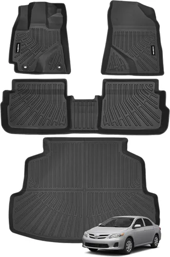 Miniatura 3 de Naibeve Alfombrillas de Piso para Toyota Corolla 2009-2013 - Todo Clima para Toyota Corolla Alfombrillas de Piso Tapete de Carga Forro de Maletero