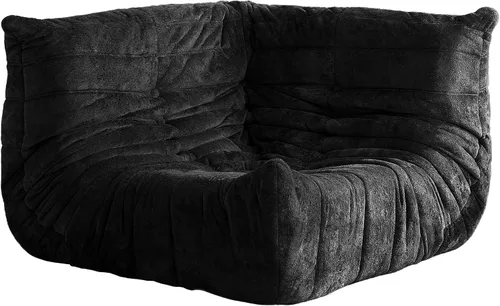 Miniatura 63 de Puf para adultos, silla puf grande, sillón con relleno de espuma viscoelástica para el hogar, apartamento o sala de juegos, gris afelpado Felpa gris