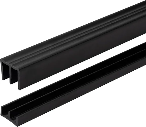 Miniatura 10 de Riel de puerta corredera de panel de 1/4 pulgadas, juego superior e inferior de plástico negro de 48 pulgadas, fabricado en EE. UU., paquete de 1